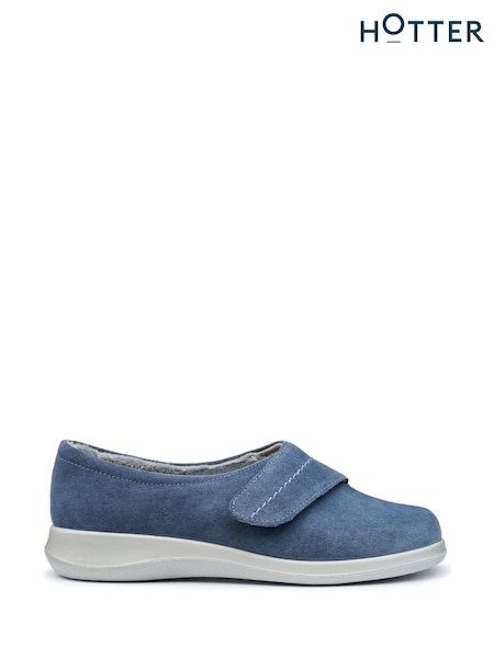 Hotter Blue Regular Fit Wrap Touch Fastening Slippers (AC5895) | €69