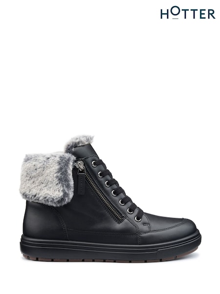 Hotter Black Rapid III Zip/Lace-Up Regular Fit Boots (AC5897) | €142