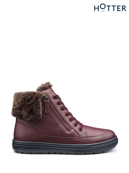 Roșu - Hotter Rapid III Zip/Lace-Up Regular Fit Boots (AC5906) | 515 LEI