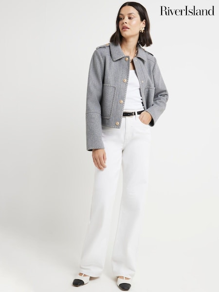 River Island Grey Stitched Cropped Jacket (AC5923) | AED145