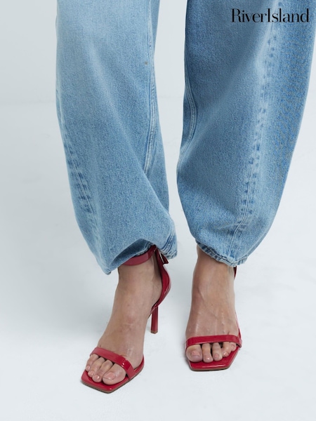 River Island Red Clasp Back Heeled Sandals (AC5980) | 89 QAR