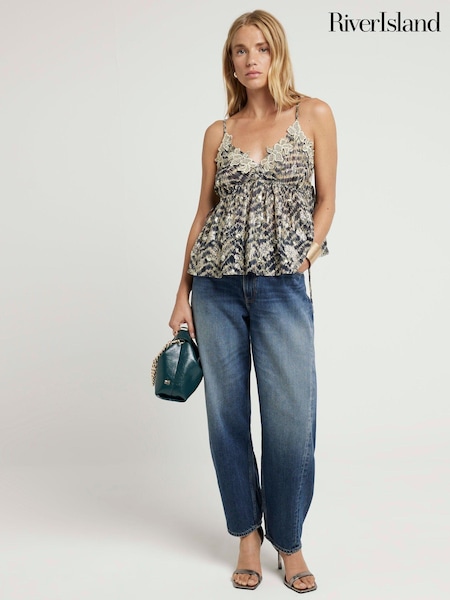 River Island Embellished Floral Print 100% Cotton Cami (AC5994) | ‏11 ر.ع.‏