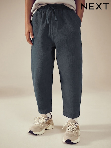 Charcoal Grey Textured Woven Pull On 100% Cotton Trousers (3-16yrs) (AC6064) | €17 - €24