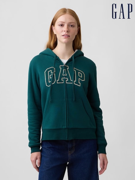 Hunter Green - Gap Relaxed Logo Sherpa-lined Zip-up Hoodie