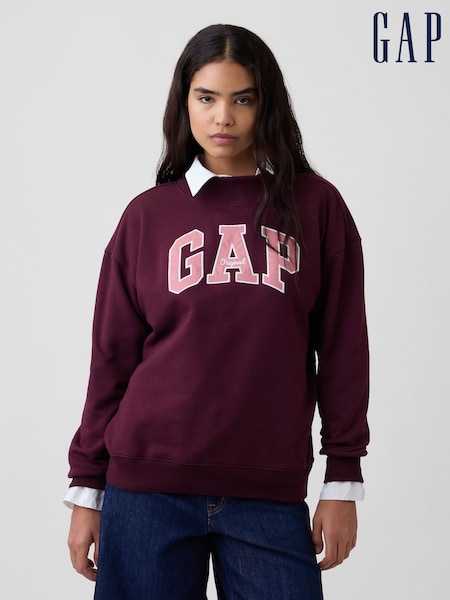 Burgundy Red - Gap Oversized Logo Mock Neck Tunic Sweatshirt