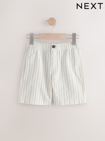 Ecru Stripe Linen Blend Shorts (3-16yrs) (AC6196) | R$ 125 - R$ 175