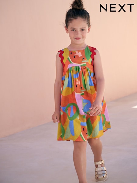 Red Ric Rac Trim Sun Summer Dress (3-16yrs) (AC6222) | €18.50 - €25