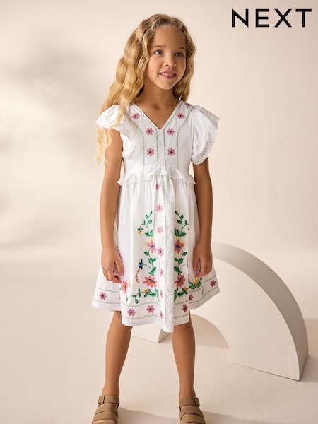 White Embroidered Summer Dress (3-16yrs) (AC6224) | €39 - €47