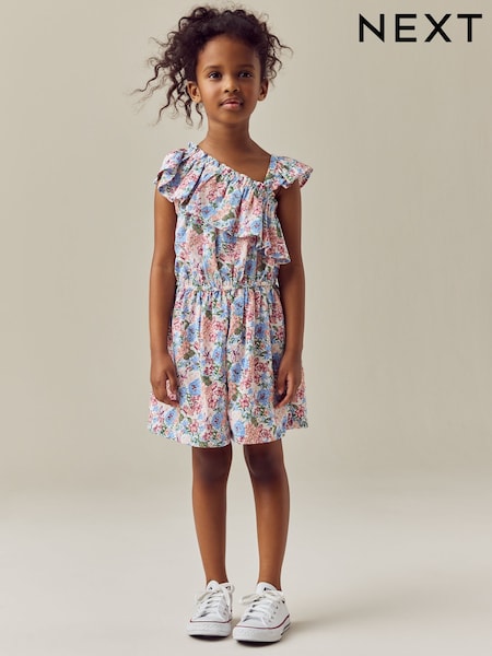Pink Ditsy Frill Shoulder Playsuit (3-16yrs) (AC6228) | €17 - €24