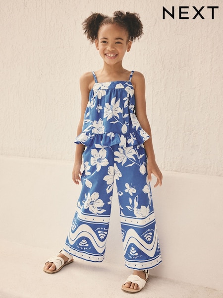 Cobalt Blue Floral Blouse And Trousers Co-ord Set (3-16yrs) (AC6235) | 906 UAH - 1,153 UAH