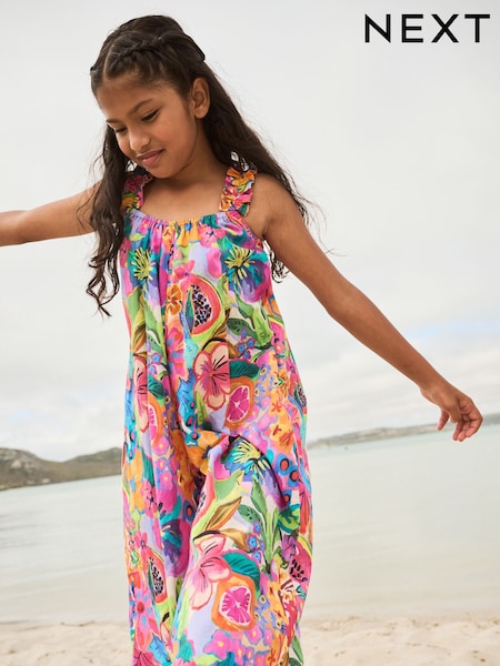 Multi Floral Print 100% Cotton Wide Leg Jumpsuit (3-16yrs) (AC6238) | €24 - €30