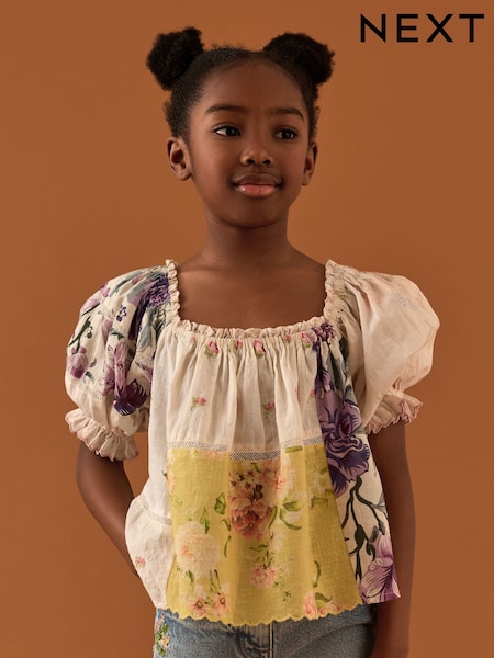 Crem/Galben - Patchwork Blouse (3-16yrs) (AC6271) | 164 LEI - 209 LEI