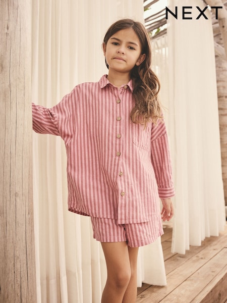 Pink Stripe Shirt And Shorts Co-ord Set (3-16yrs) (AC6272) | AED97 - AED122