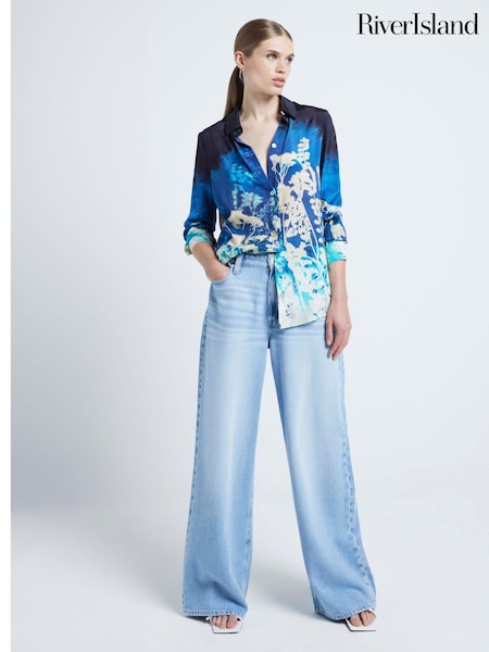 River Island Blue All Over Print Shirt (AC6355) | €26