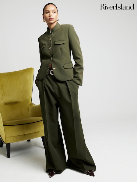 River Island High Waisted Wide Leg Tailored Trousers (AC6383) | €71