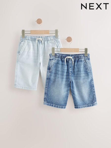 Bleach/Mid Blue - Bermuda Pull On Denim Shorts 2 Pack (3-16yrs) (AC6398) | 30 € - 44 €