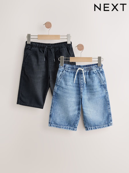 Mid Blue/Black - Bermuda Pull On Denim Shorts 2 Pack (3-16yrs) (AC6401) | 30 € - 44 €
