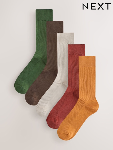 Rot/Grün/Braun - Ribbed Socks 5 Pack (AC6443) | 16 €