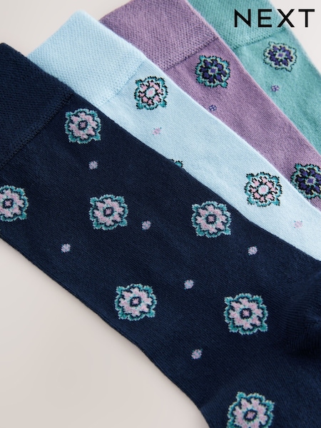 Black/Blue/Purple Pattern Pattern Modal Signature Socks 4 Pack (AC6453) | €18
