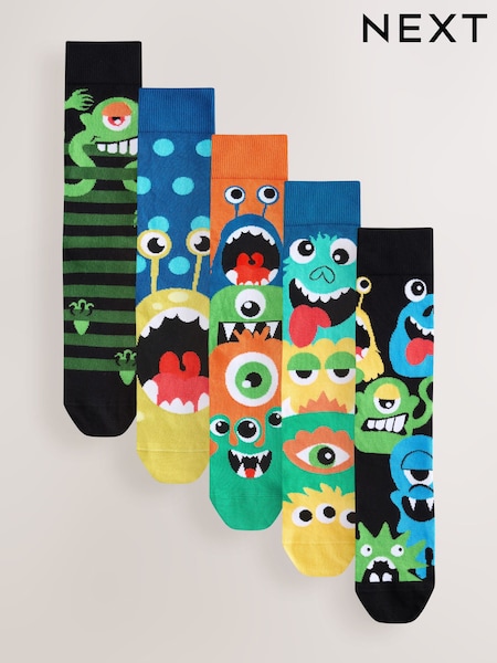 зелений/чорний Monster - Шкарпетки з візерунком 5 Pack (AC6458) | 520 грн
