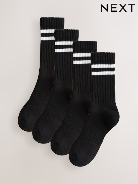 Black Cushioned Sports Socks 4 Pack (AC6464) | €17