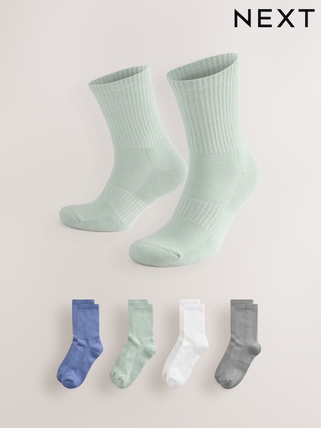 White/Green/Blue Coloured Sports Socks 4 Pack (AC6467) | €16