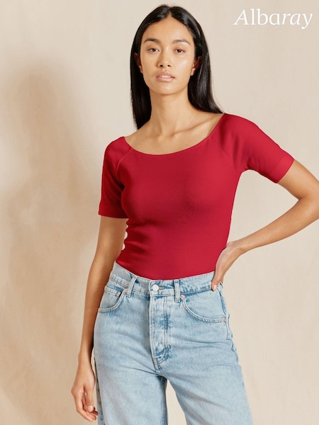 Albaray Red Bardot Top (AC6475) | 151 LEI