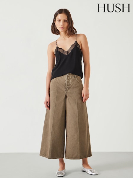 Hush Green Ella Wide Leg Cropped Jeans (AC6536) | €57
