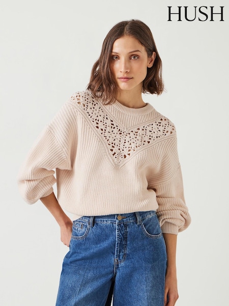 Creme - Hush Louise Lace Insert 100% Cotton Jumper (AC6538) | 56 €