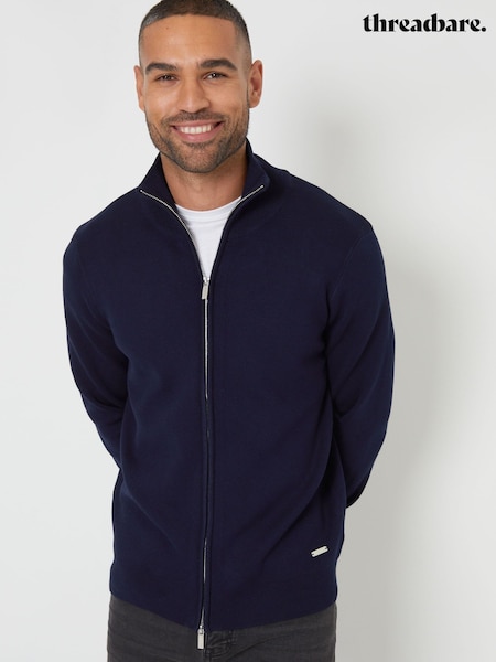 Sininen - Lanka Threadbare Puolipoolokaulus Neuletakki (AC6555) | €47