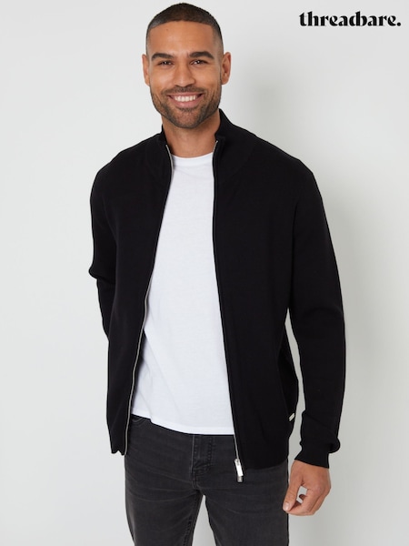 črna - Threadbare Zip-Through Funnel Neck Knitted Cardigan (AC6585) | € 39