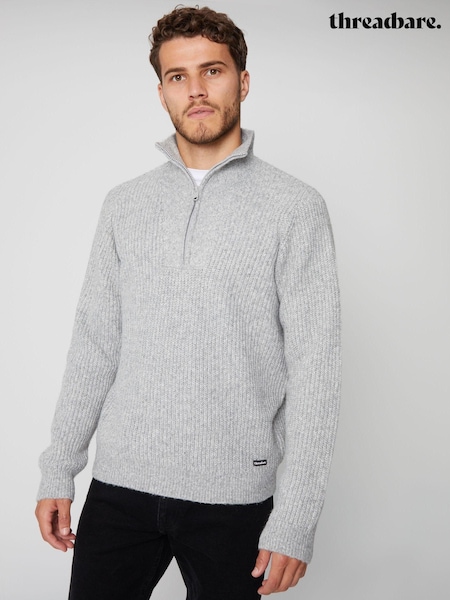Threadbare Grey Quarter Zip Knitted Jumper (AC6591) | €37