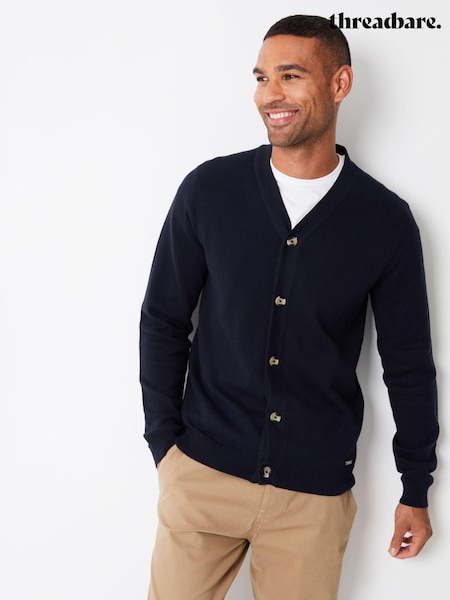 Threadbare Navy Blue Cotton Blend Knitted Cardigan (AC6595) | 154 QAR