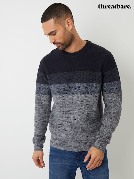 Threadbare Blue Ombré Stripe Crew Neck Jumper (AC6627) | R$ 280