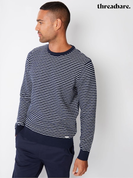 Threadbare Blue Chrome Textured Knit Crew Neck Jumper (AC6631) | AED159