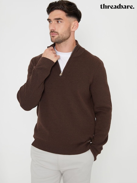 Maro - Pulover tricotat Threadbare sfert din Blend de bumbac (AC6637) | 194 LEI