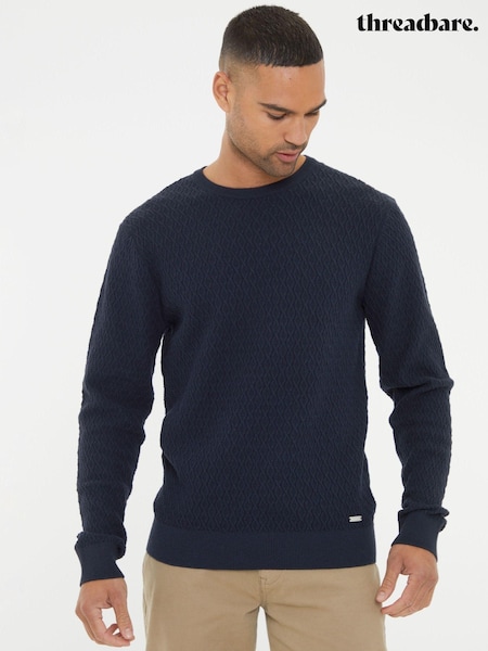 Threadbare Navy Mini Cable Knit Crew Neck Jumper (AC6655) | 54 QAR