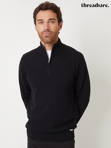 Threadbare Black Mini Cable Knit Quarter Zip Jumper (AC6656) | R$ 280