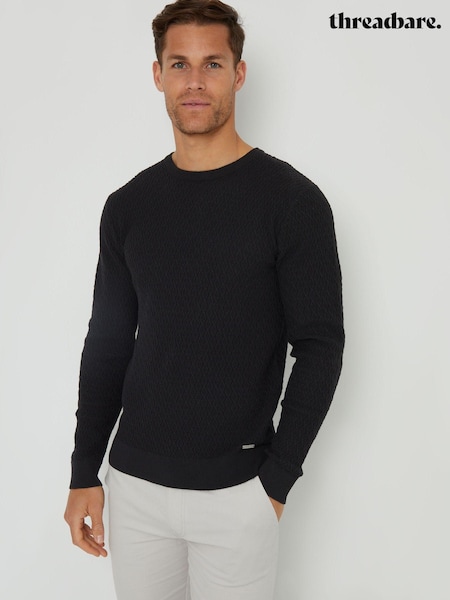Threadbare Black Mini Cable Knit Crew Neck Jumper (AC6676) | R$ 255