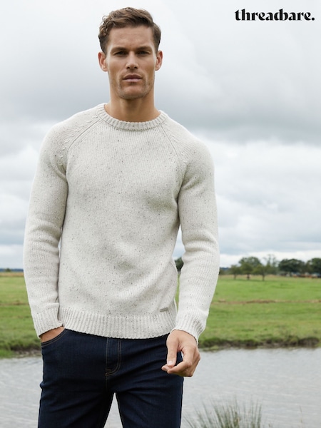 Threadbare White Knitted Raglan Sleeve Crew Neck White Jumper (AC6682) | €49