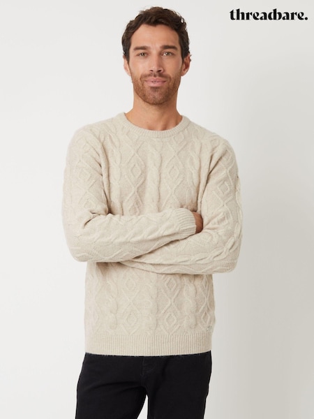 Neutral - Pulover tricotat cu torsade Tricou la baza gâtului Threadbare (AC6685) | 223 LEI