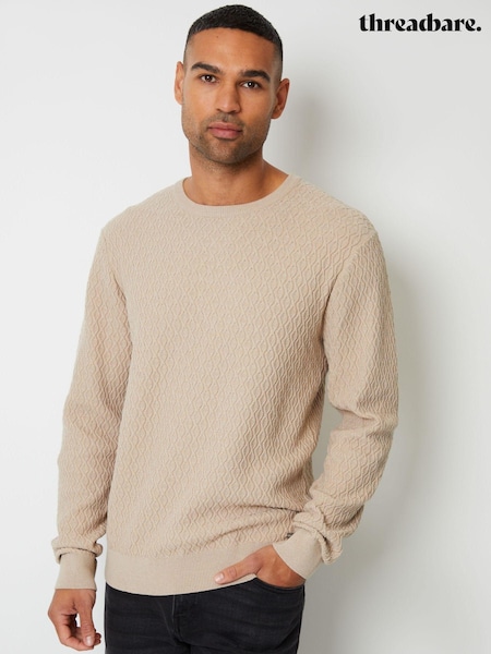 Piatră - Pulover rotund cu mini cablu tricot Threadbare (AC6686) | 114 LEI