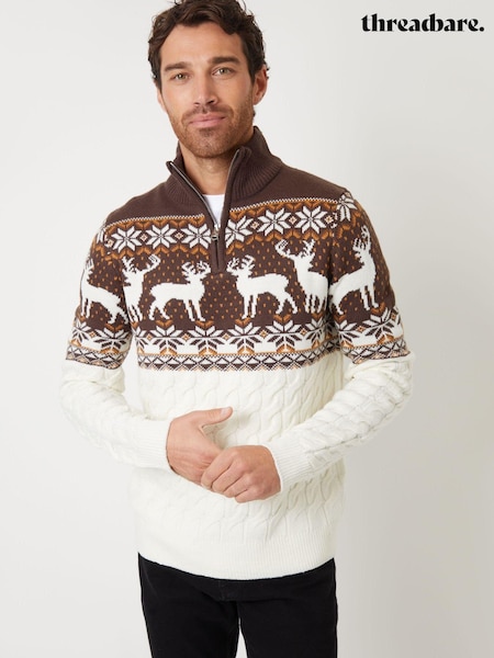 Threadbare Quarter Zip Christmas Knitted Jumper (AC6690) | ‏9 ر.ع.‏