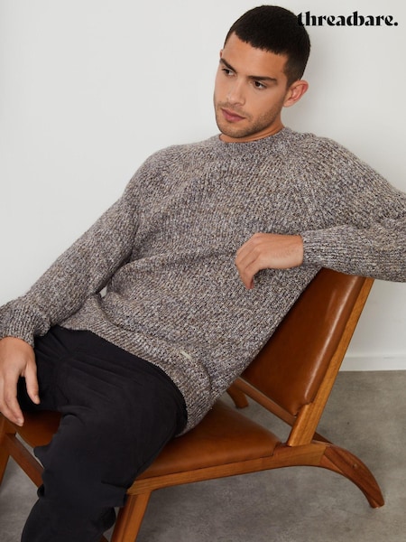 Threadbare Brown Raglan Sleeve Crew Neck Jumper (AC6716) | 166 QAR