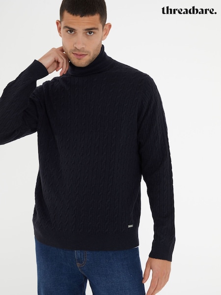 Threadbare Navy Cable Knit Roll Neck Jumper (AC6736) | 1,682 UAH