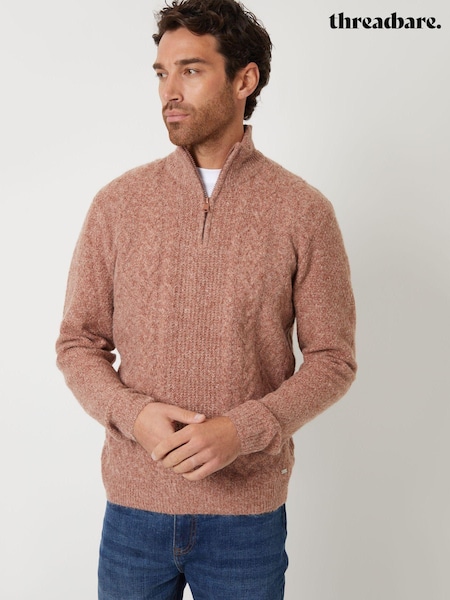 Maro deschis - Pulover cu Threadbare sfert (AC6738) | 125 LEI