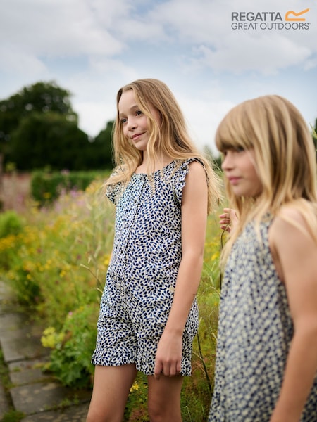 Regatta Blue Girls Orla Kiely 100% Cotton Playsuit (AC6774) | €40