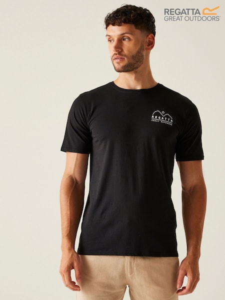 Regatta Black Mens Cline IX 100% Cotton T-Shirt (AC6792) | €18