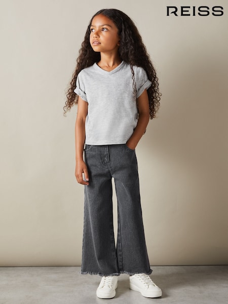 Reiss Grey Marl Bailey 4-9 yrs Cotton-Blend V-Neck T-Shirt (AC6815) | €5