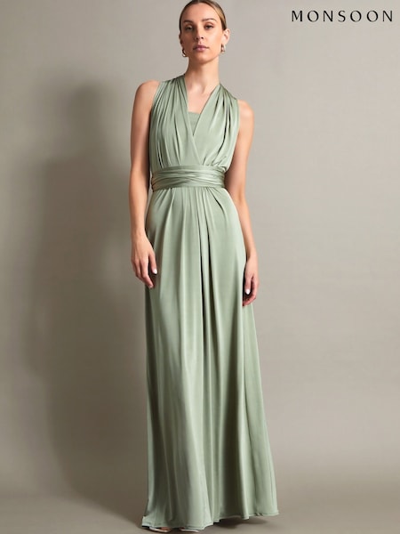 Monsoon Bottle Green Thea Multiway Bridesmaid Dress (AC6865) | 544 QAR